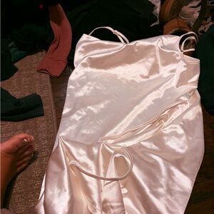 Lucy in the Sky Cream Satin Backless Dress